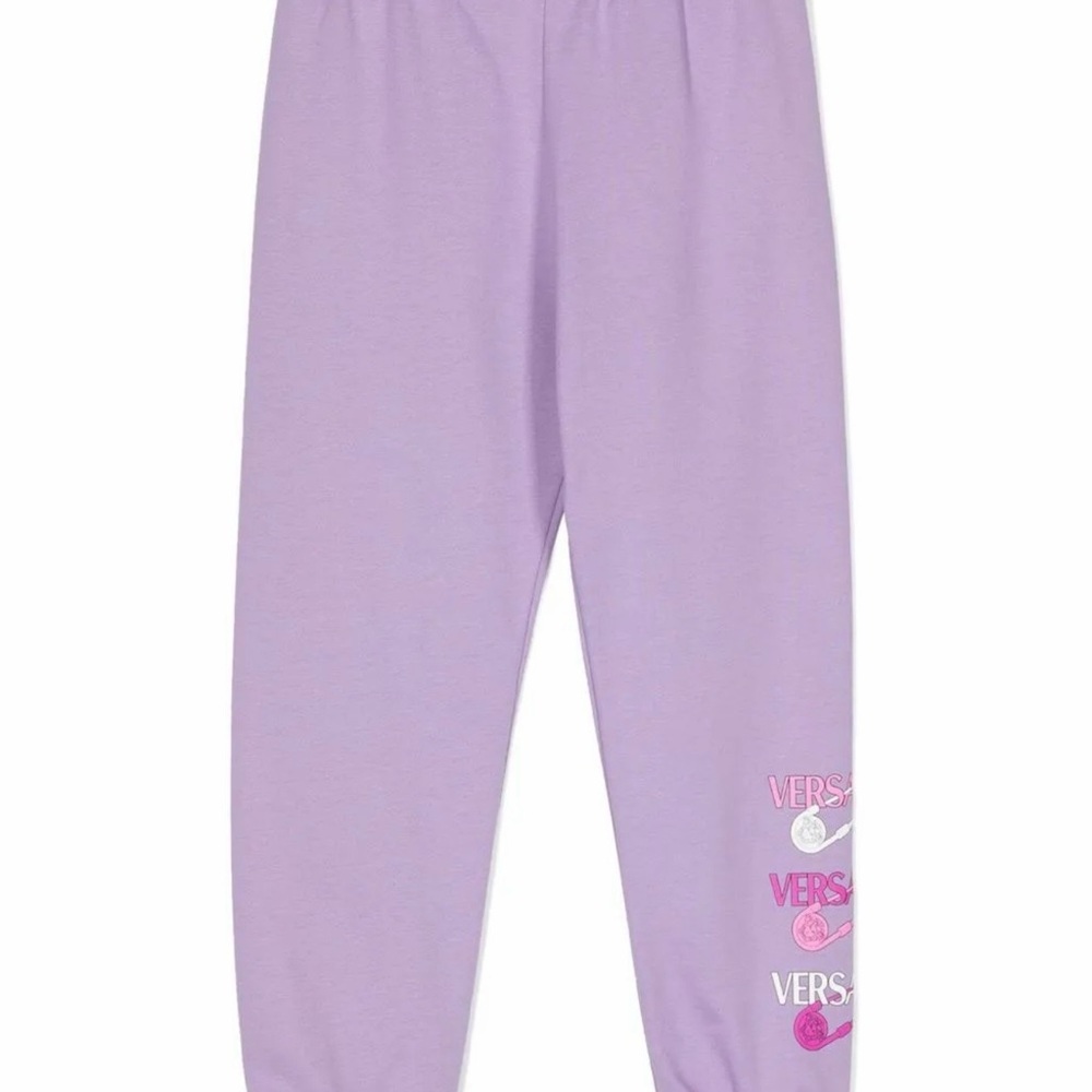 Versace Kids Lavender Sweatpants with Pink Logo